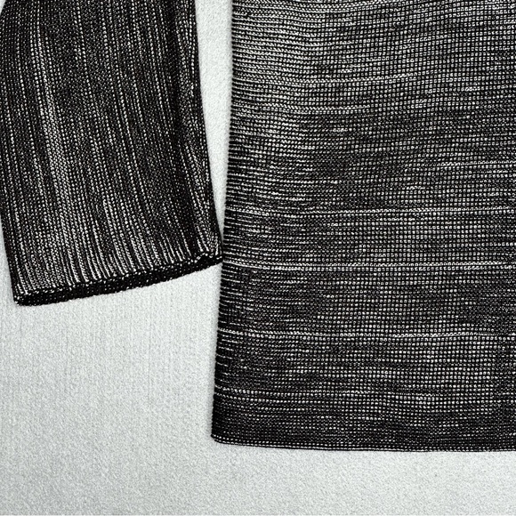 Eileen Fisher Silk Organic Cotton Open Front Striated Cardigan Grey Black Size S - Picture 6 of 8